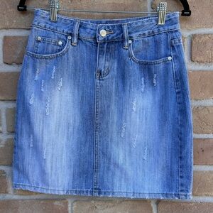 Y2k Younique Denim Skirt  Distressed Size 3 Light wash Vintage